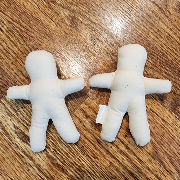 Set of 2 Vintage Unfinished Muslin Fabric Plush Ragg Dolls With Beaded Eyes 5.5" - Picture 2 of 6